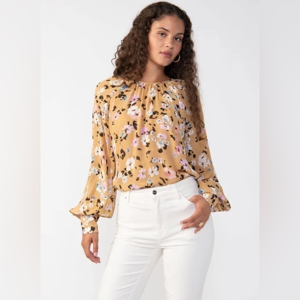 Sanctuary Women's Floral Balloon Sleeve Blouse Cafe Floral, US XL New